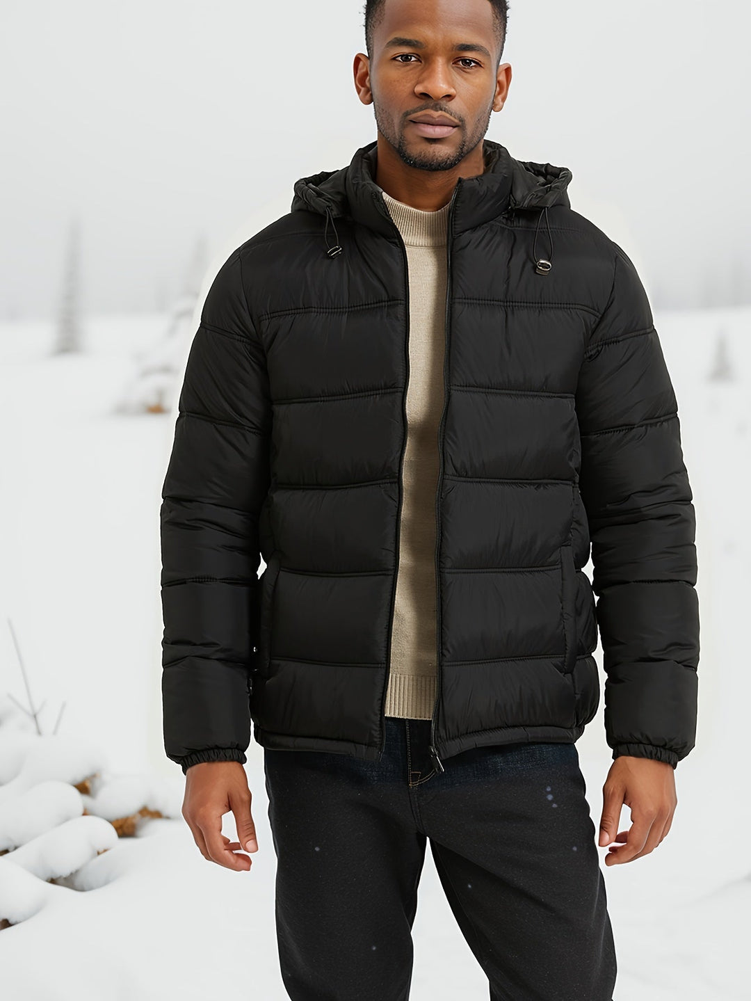 Drune |  Glatte Einfarbige Puffer-Winterjacke Für Herren - Perfekt Für Outdoor-Aktivitäten