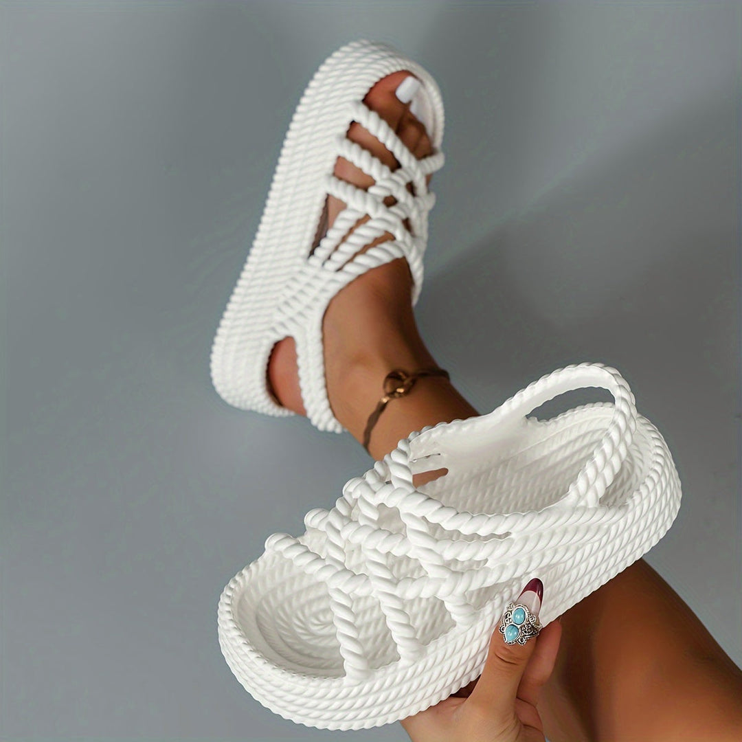 Damen Geflochtene Plateau-Sandalen
