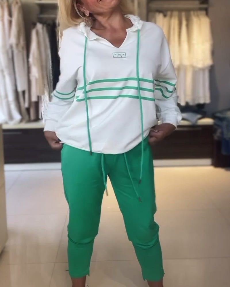 Drune | Set aus gestreifter Hose und Kapuzenjacke