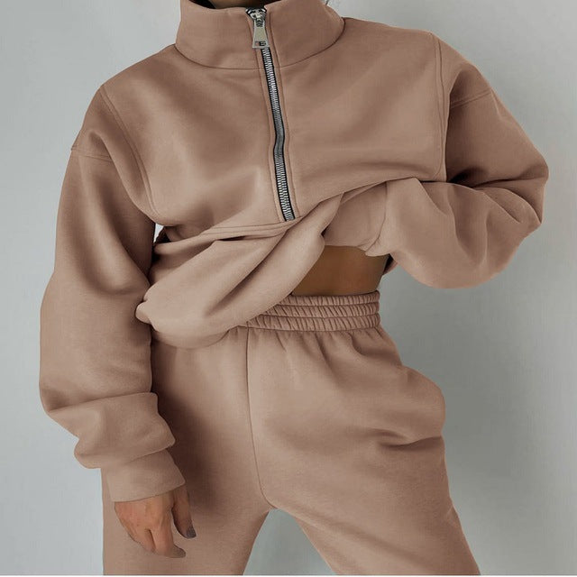 Drune-Sweatshirt und Hose für Damen bekleidung mit Reiß verschluss