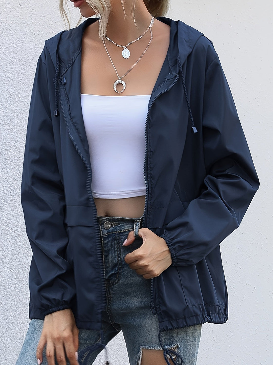 Drune | Einfarbige Windjacke mit Langen Ärmeln
