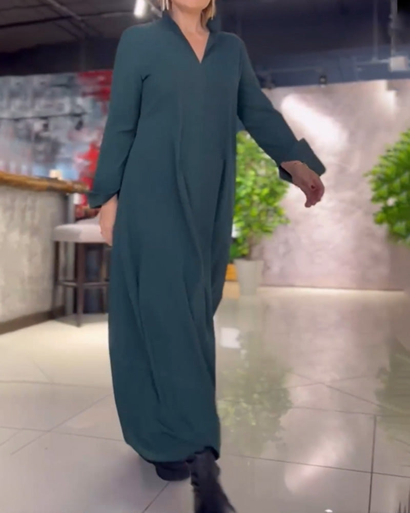 Drune | Langes Kleid mit Seitlichem Schlitzrevers
