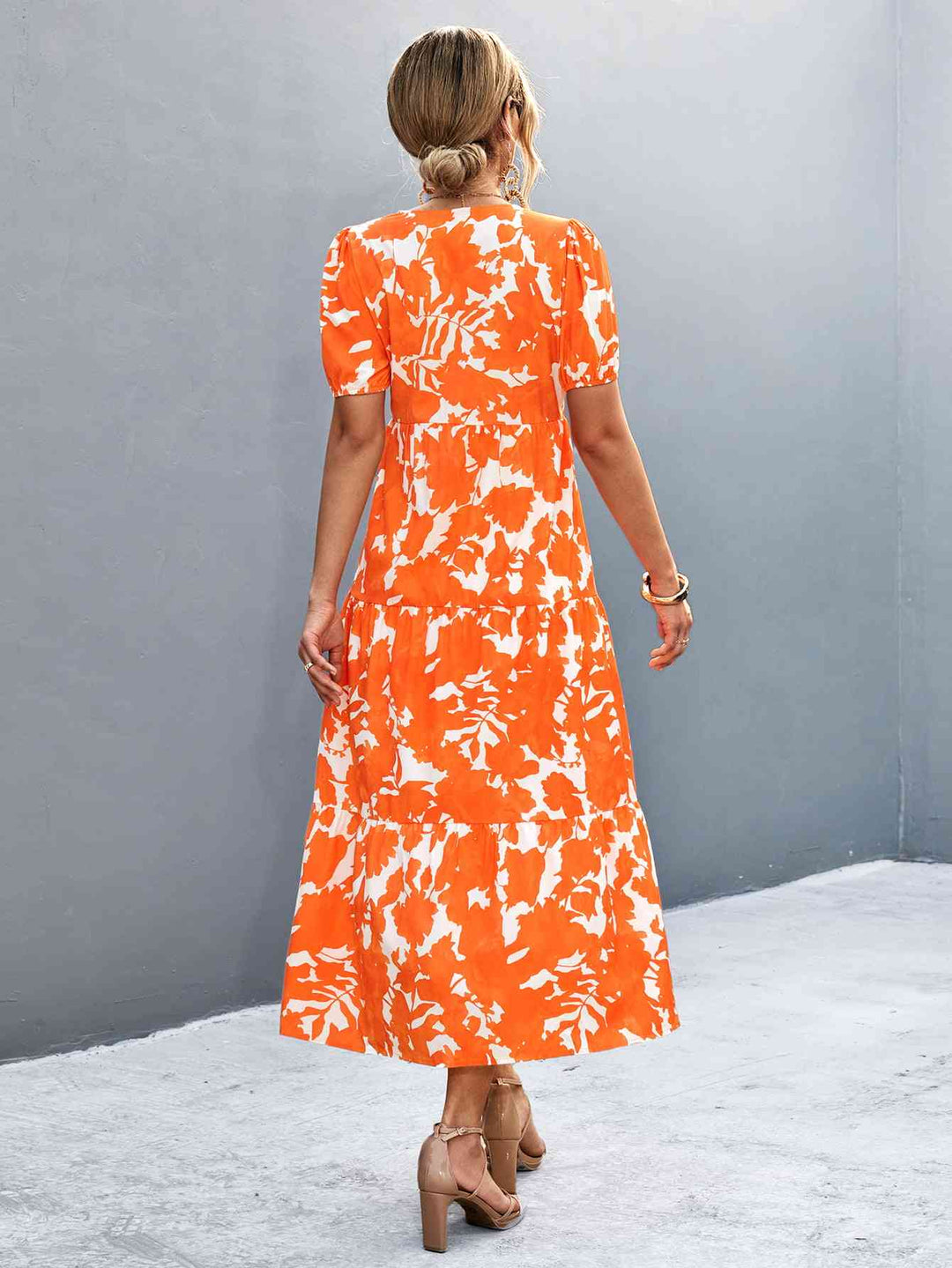 Drune | V-Ausschnitt Kurzarm Hohe Schlitz Midi Kleid