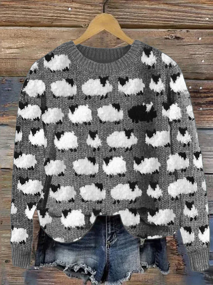 Drune | Wollpullover mit Schafsmuster