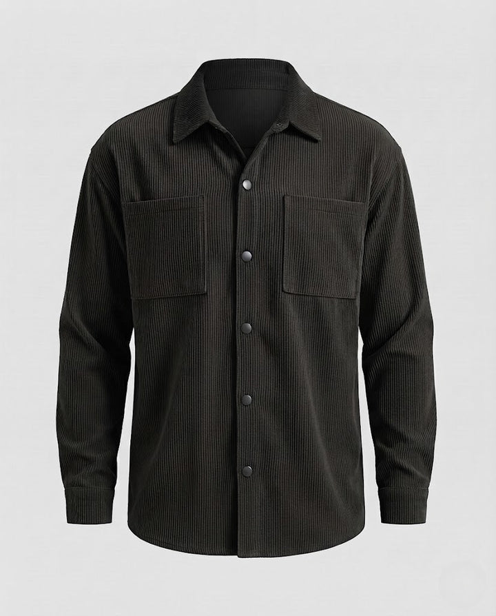 Herren Cord-Overshirt mit Druckknöpfen, Oversized-Passform und Brusttaschen Drune