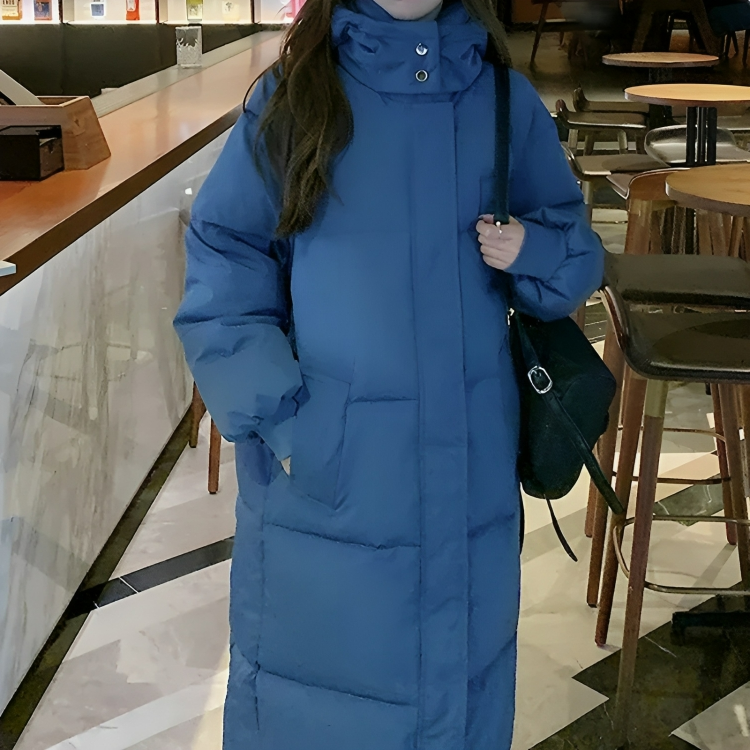 Drune | Lange Daunenjacke mit Kapuze für Frauen Ideal für Herbst Winter