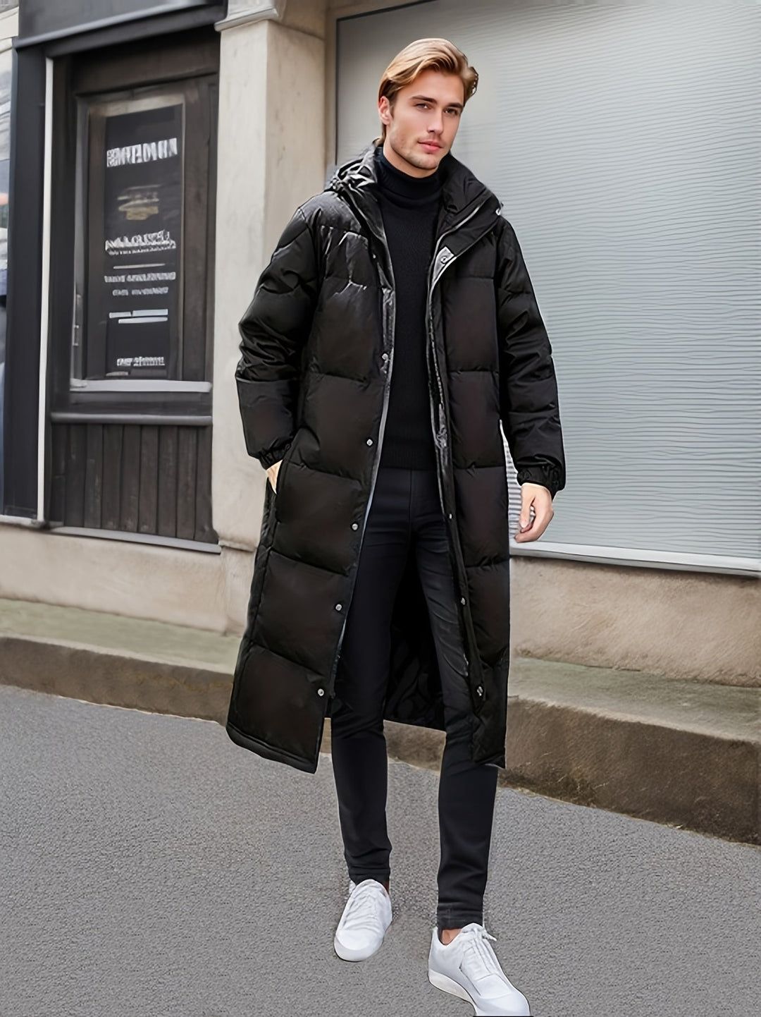 Drune | Lange Gepolsterte Lockere Passform Reißverschluss Daunen Winterjacke Für Herren - Perfekt für Outdoor-Aktivitäten