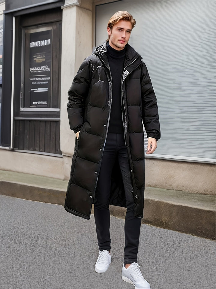 Drune | Lange Gepolsterte Lockere Passform Reißverschluss Daunen Winterjacke Für Herren - Perfekt für Outdoor-Aktivitäten