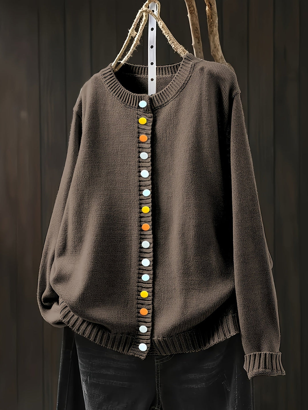 Drune | Damen Strickkarteigan mit Knöpfen