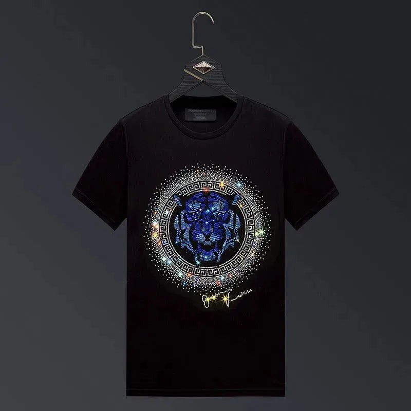 Drune | Herren T-Shirt mit Tigerkopf und Strass