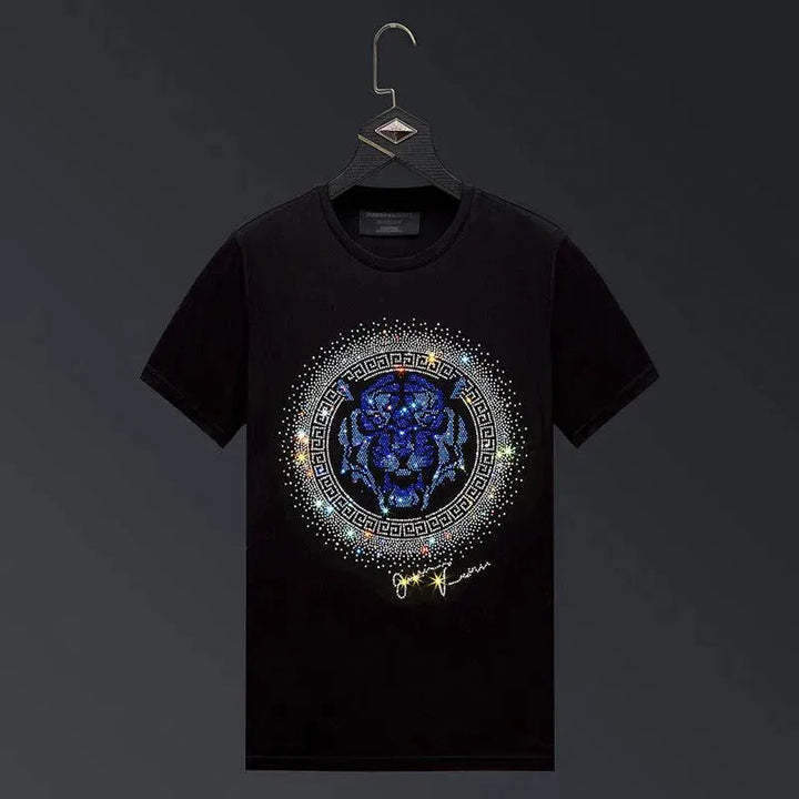 Drune | Herren T-Shirt mit Tigerkopf und Strass