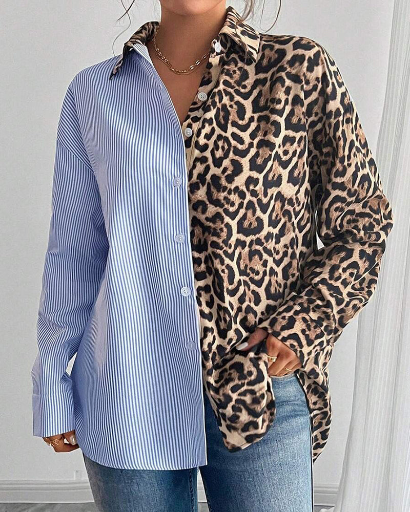 Drune | Gestreift Patchwork Leopardenprint