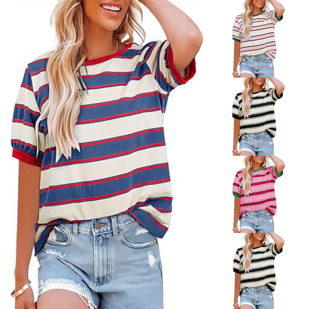 Drune | Gestreiftes T-Shirt mit Rundhalsausschnitt für Damen