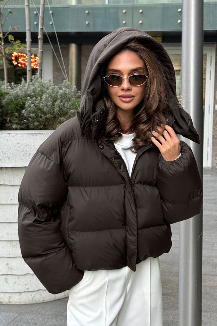 Drune | Passform Gekürzte Kapuzenpuffjacke