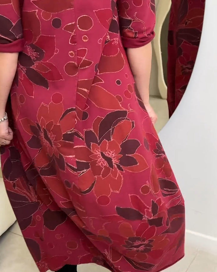Drune | Kleid mit Blumendruck und Rundhalsausschnitt