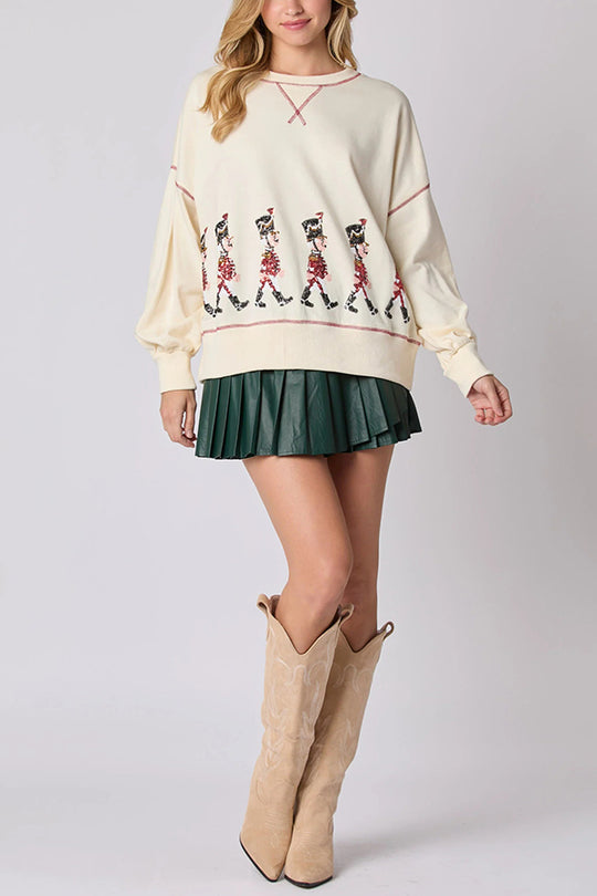 Drune | Weihnachts Soldat Pailletten Langarm Freizeit Sweatshirt