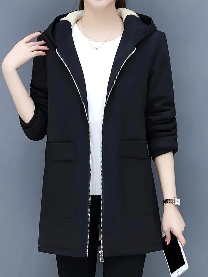 Drune | Stylische warme Fleece-Winterjacke mit Kapuze und Reißverschluss Ideal für Herbst/Winter