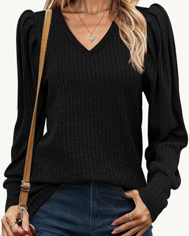 Drune | Langarmshirt mit V-Ausschnitt