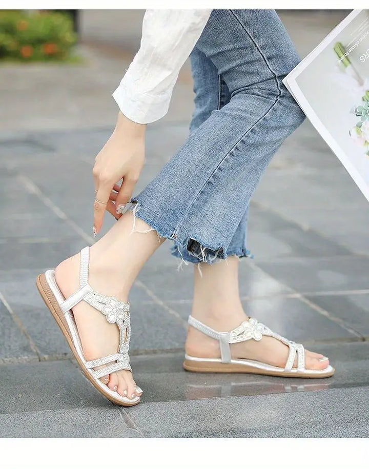 Drune Flache Sandalen - Schick - Elastischer Knöchelriemen