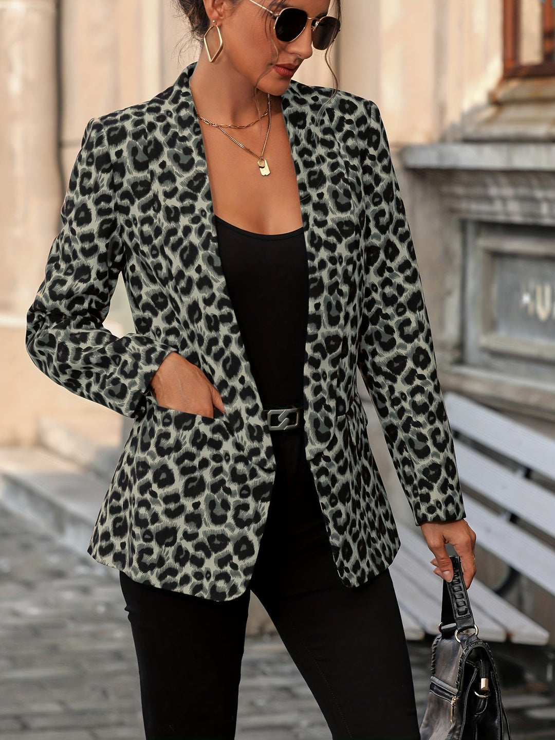 Drune | Eleganter Business Langblazer mit Leopardenmuster für alle Jahreszeiten