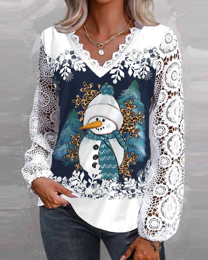 Drune | Christme Schneemannmuster-Hemd