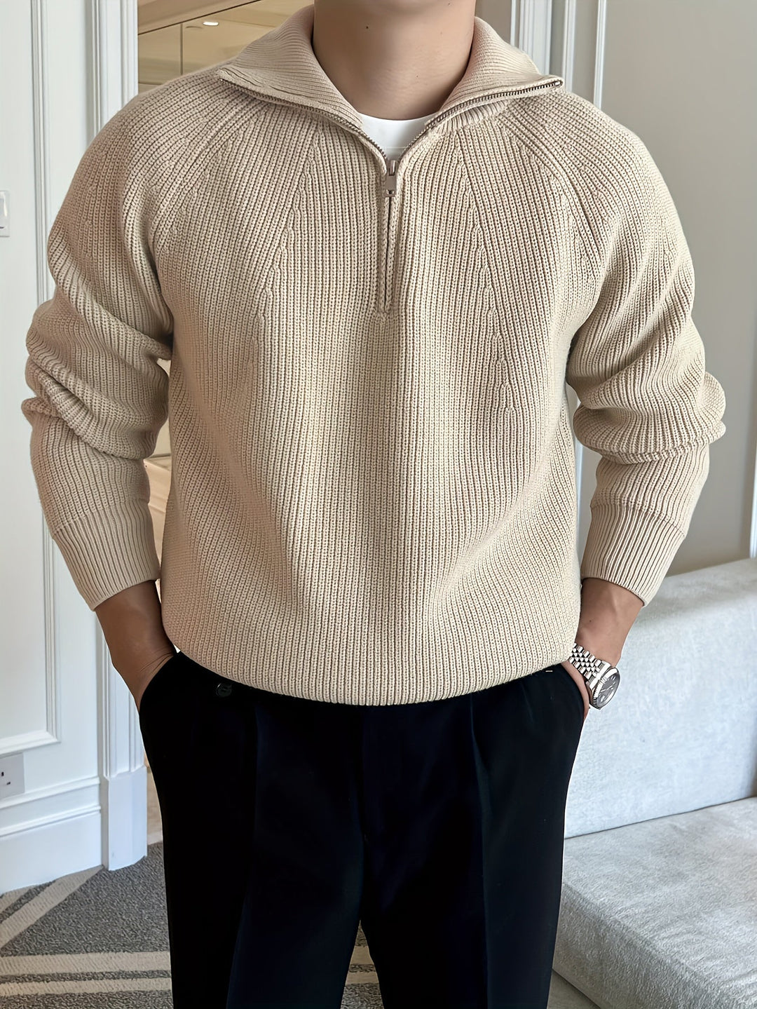 Drune | Lässiger Pullover mit Reißverschluss für Männer