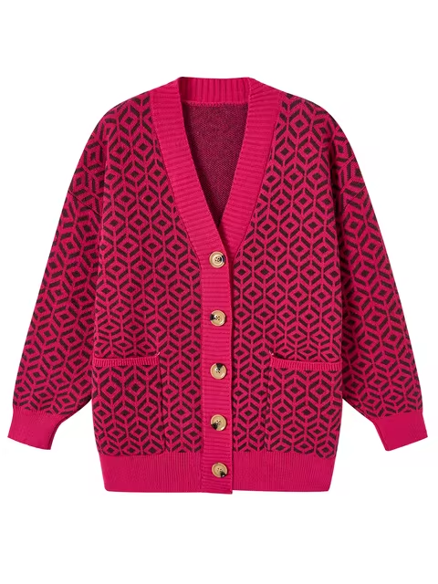Drune | Strickjacke mit geometrischem Muster und Knopfleiste