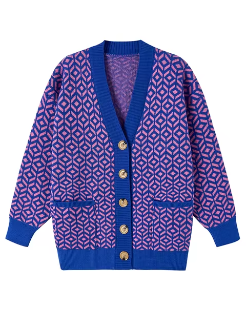 Drune | Strickjacke mit geometrischem Muster und Knopfleiste