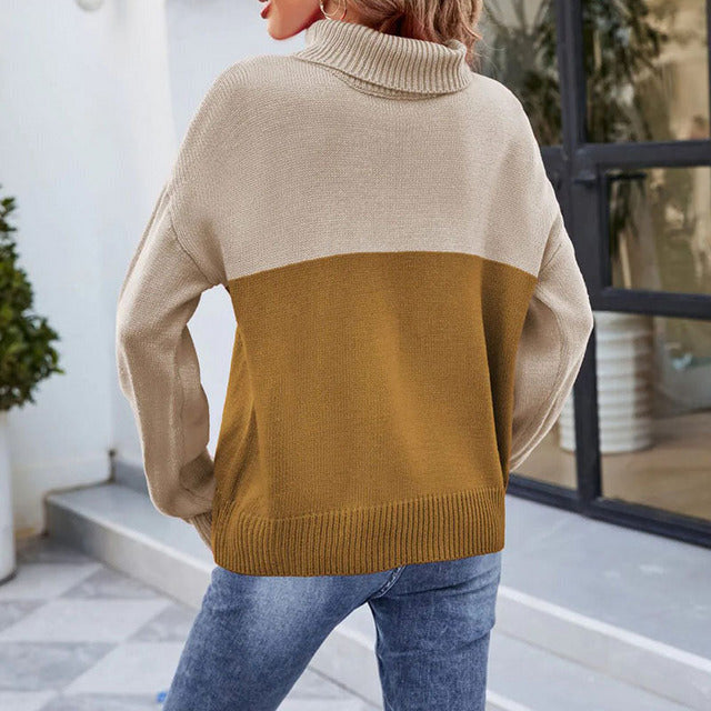 Drune | Zweifarbiger Strickpullover Acryl Luxuriös, Stilvoll