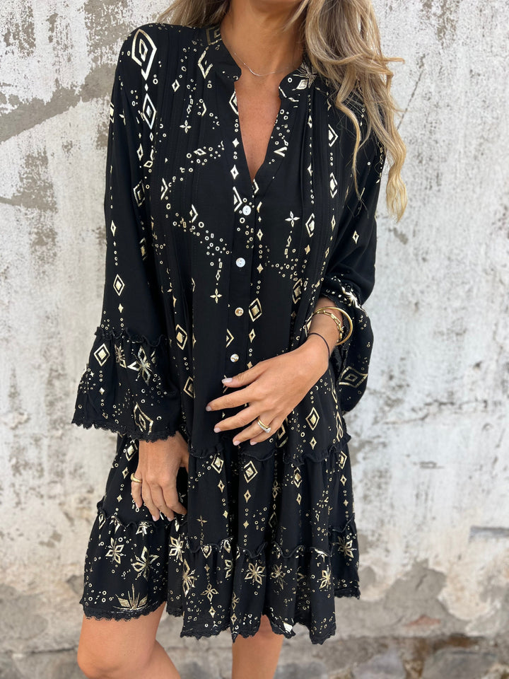 Drune | Boho Metallic Hemdkleid