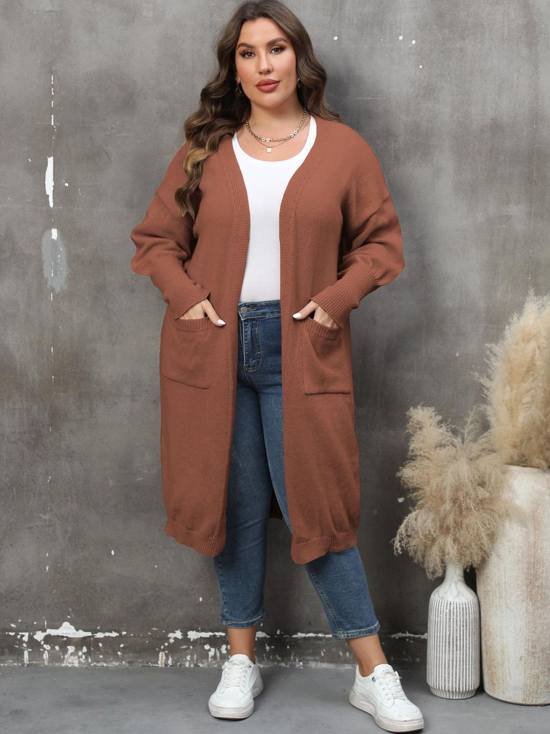 Drune | Plus Size Langarm Taschen Cardigan