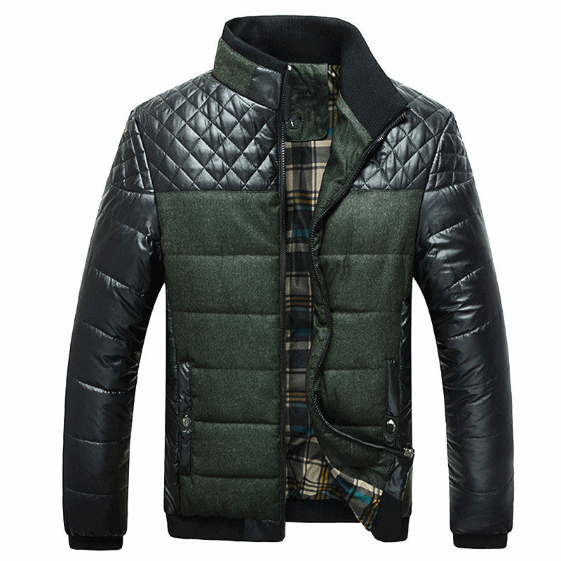 Herren Modische Steppjacke mit Kunstlederdetails Drune