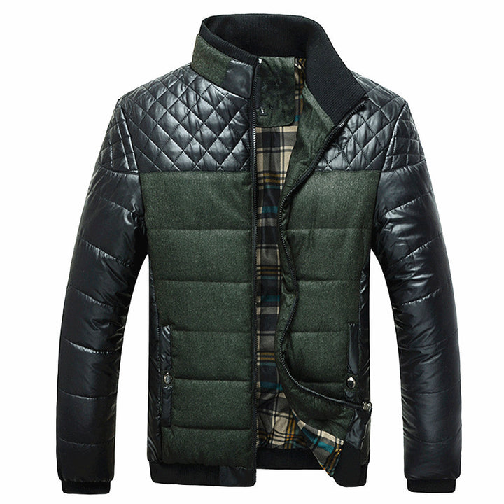 Herren Modische Steppjacke mit Kunstlederdetails Drune