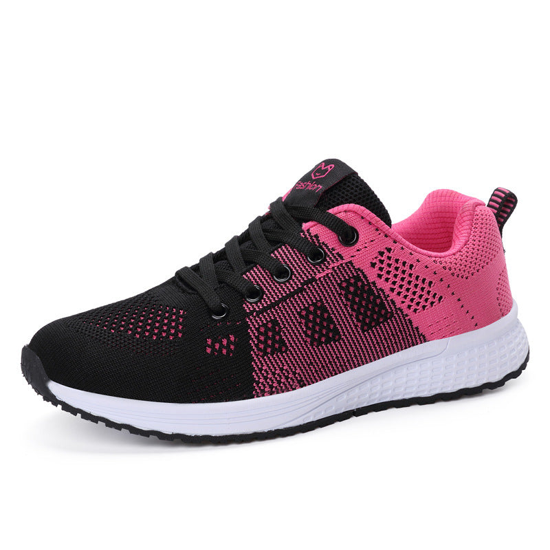 Damen nan leichtgewichtiger Strick-Freizeitsneaker mit Wabenperforation, schockabsorbierender Schaumsohle und gepolstertem Fersenkragen Drune