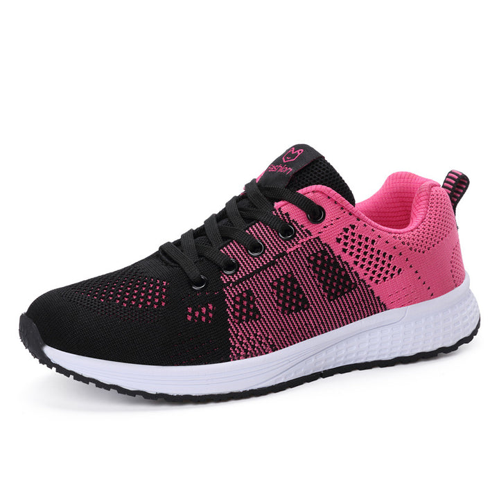 Damen nan leichtgewichtiger Strick-Freizeitsneaker mit Wabenperforation, schockabsorbierender Schaumsohle und gepolstertem Fersenkragen Drune