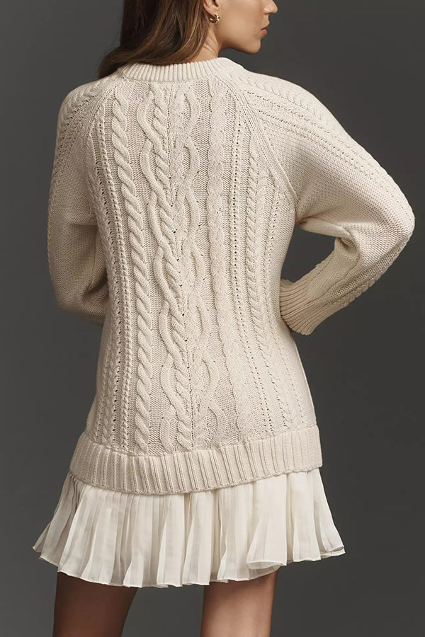 Drune | Knit sweater dress with pleated chiffon hem