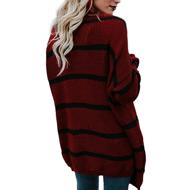 Damen Grobstrickpullover mit lässigem Streifenmustern Drune