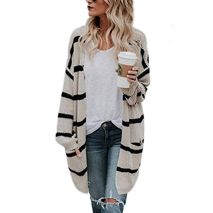 Damen Grobstrickpullover mit lässigem Streifenmustern Drune