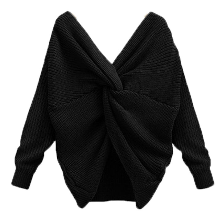 Damen Strickpullover im modernen Wickeldesign Drune