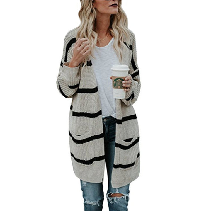 Damen Grobstrickpullover mit lässigem Streifenmustern Drune