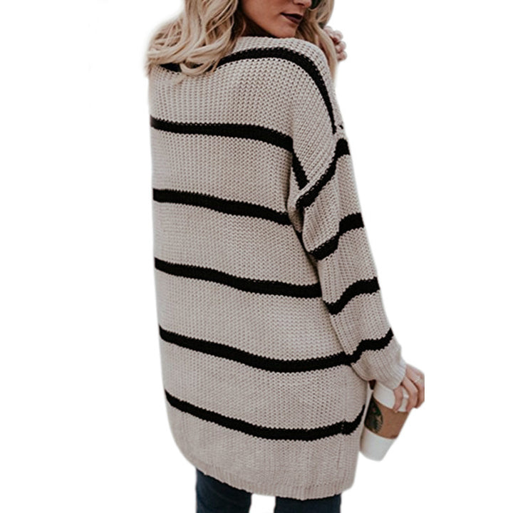 Damen Grobstrickpullover mit lässigem Streifenmustern Drune