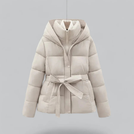 Drune | Gürtelte Daunenjacke Kapuzen Steppjacke mit Taillengürtel