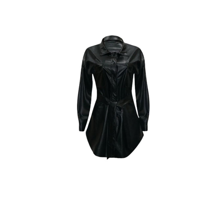 Drune | Kunstleder-Hemdkleid mit Gürtel