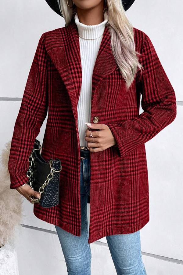 Drune | Kollektion Karierter Kragen Langarmjacke