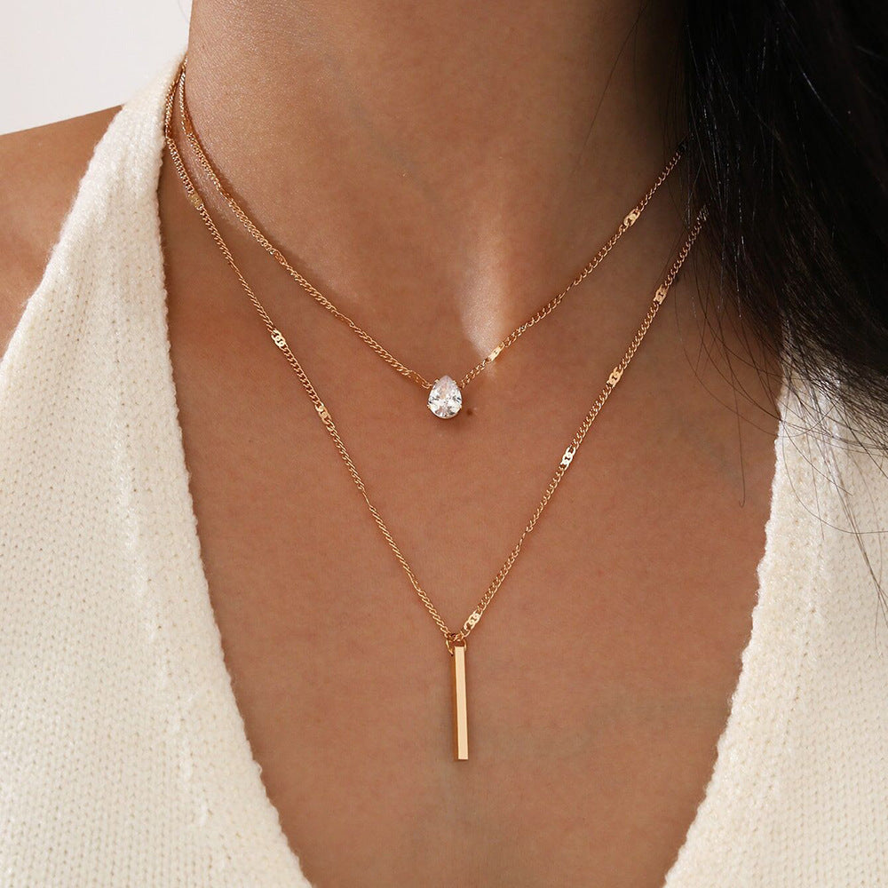 Drune | Hals Glitzer Gold Anhänger Halskette Satz Weinlese Schmuck