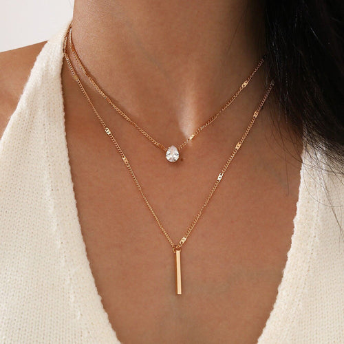 Drune | Hals Glitzer Gold Anhänger Halskette Satz Weinlese Schmuck