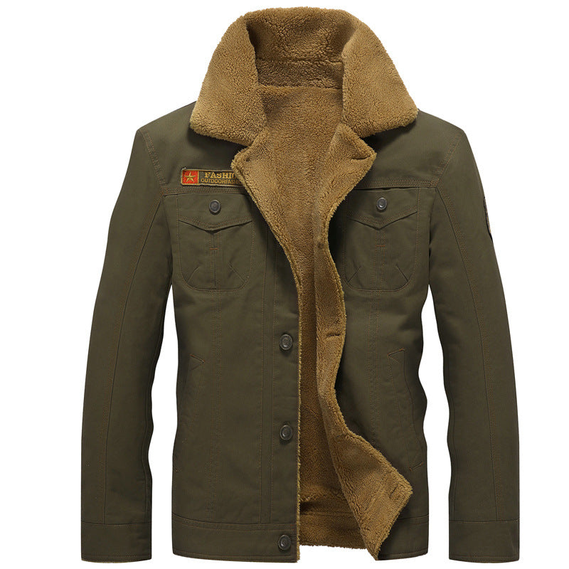 Herren Canvas-Truckerjacke mit Sherpa-Innenfutter und Utility-Taschen Drune