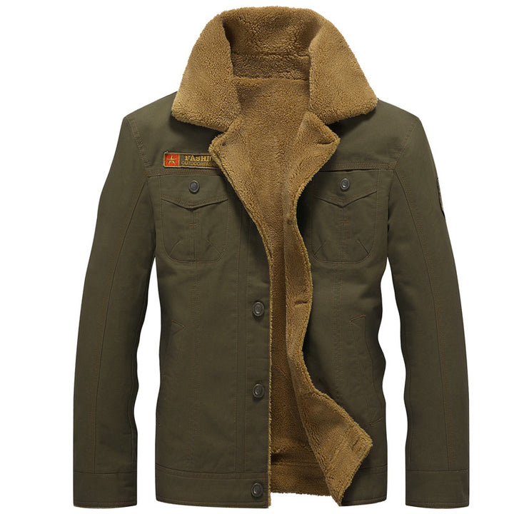 Herren Canvas-Truckerjacke mit Sherpa-Innenfutter und Utility-Taschen Drune