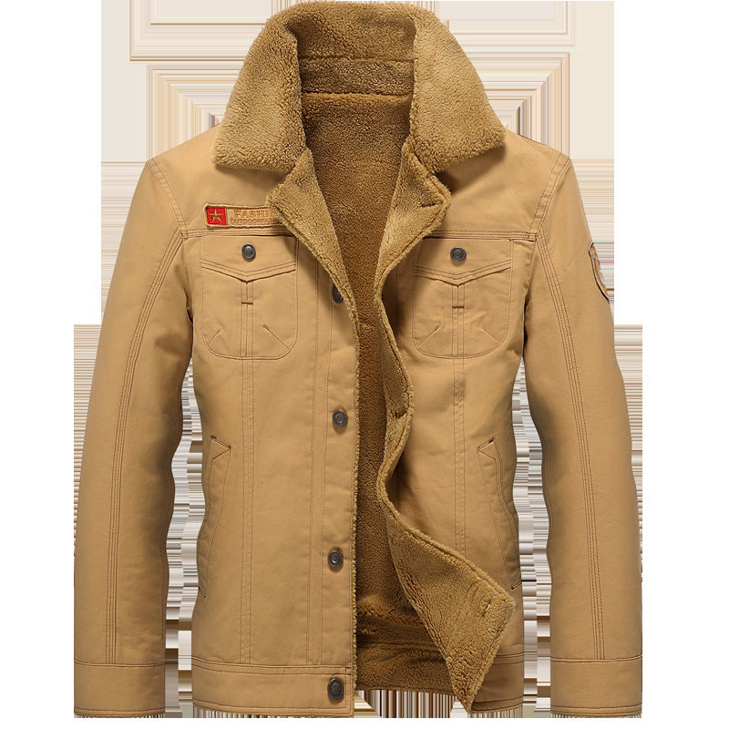 Herren Canvas-Truckerjacke mit Sherpa-Innenfutter und Utility-Taschen Drune