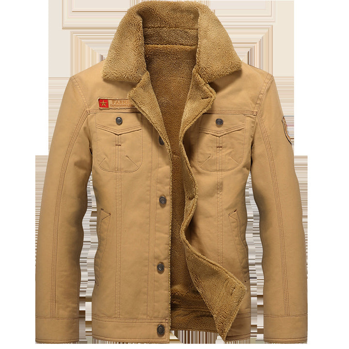 Herren Canvas-Truckerjacke mit Sherpa-Innenfutter und Utility-Taschen Drune
